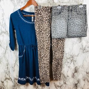 Girl’s Lot Of 3 Sz. 10/12 Dress Skirt Jeggings